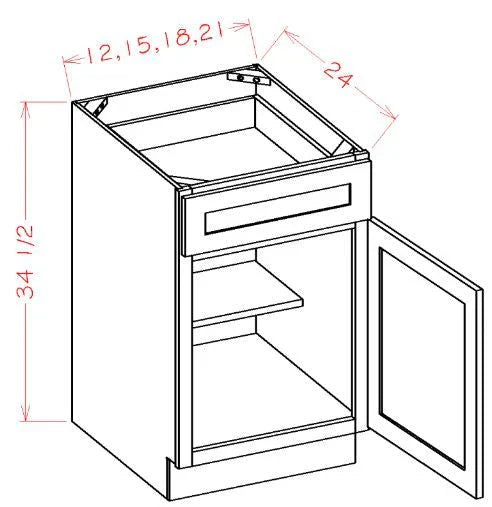 Shaker Gray RTA 15" Base Cabinet