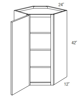 Shaker Gray RTA 24x42 Wall Diagonal Corner Cabinet