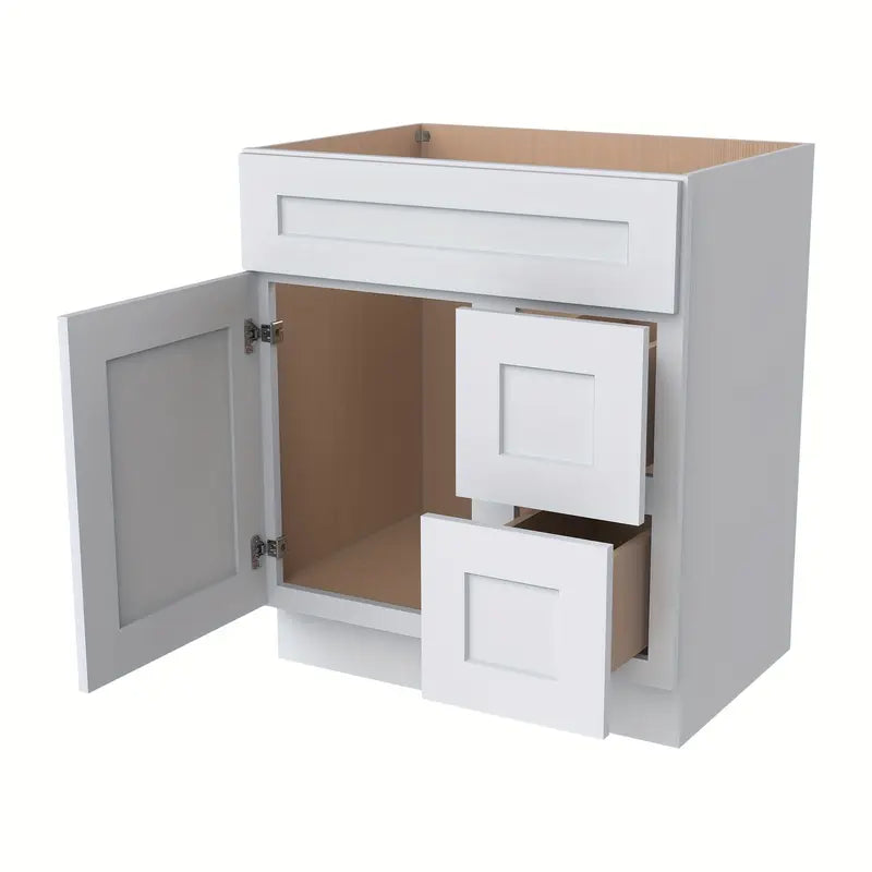 30" White Vanity with Drawers without Top