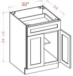 Shaker Gray RTA 30" Base Cabinet
