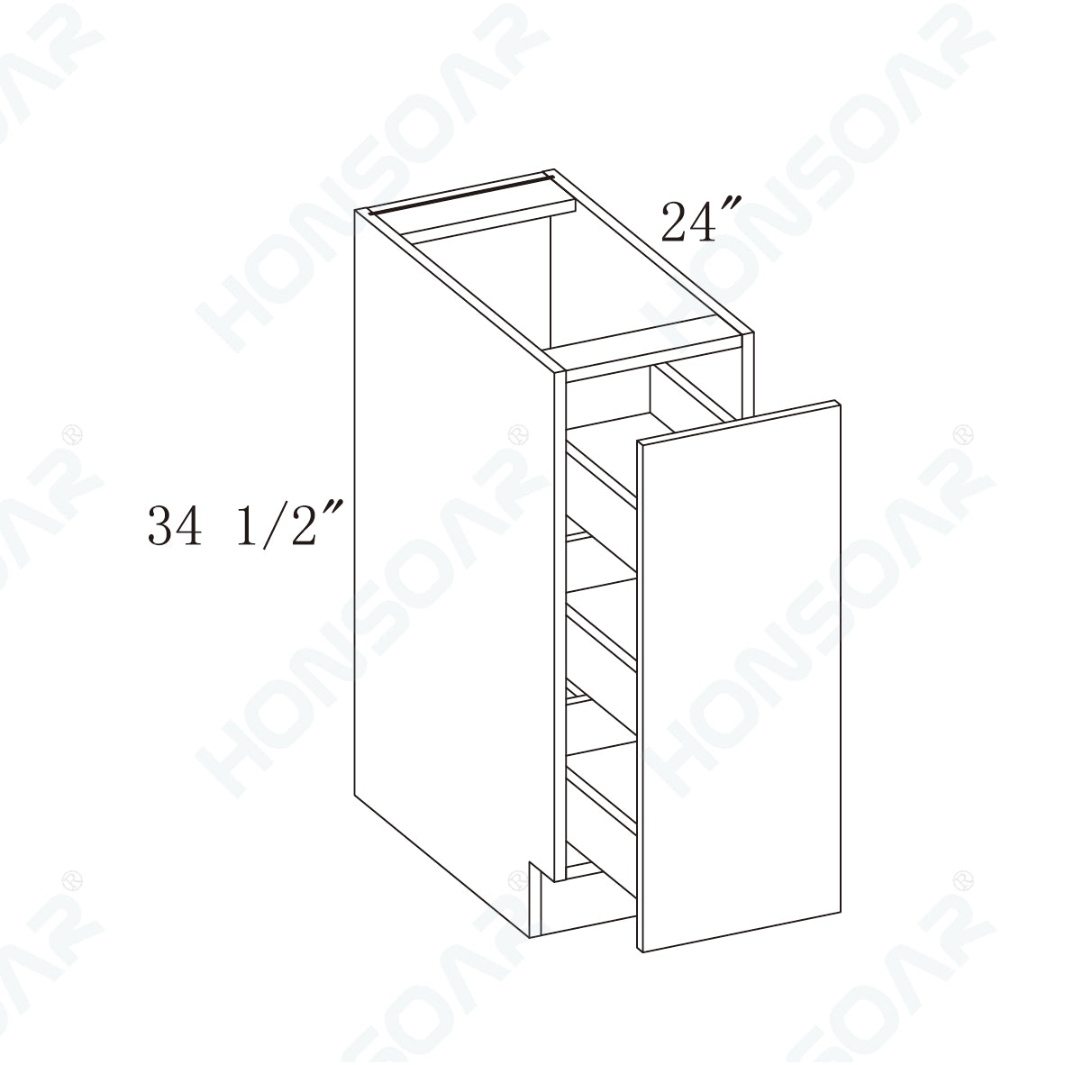 Shaker Gray RTA 12" Spice Base Cabinet