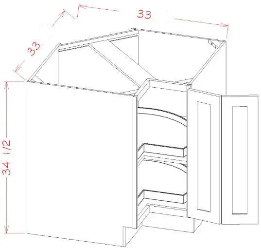 Shaker Gray 33" Lazy Susan Base Cabinet
