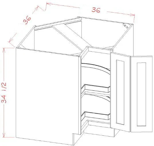 Shaker Gray 36" Lazy Susan Base Cabinet