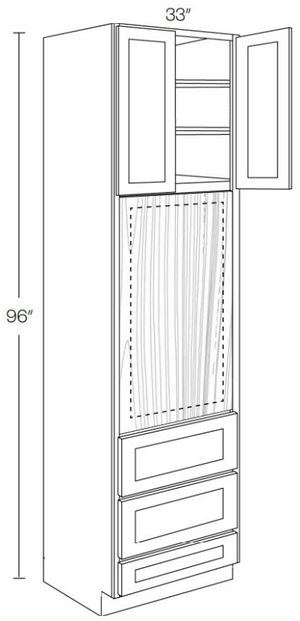 Shaker Navy RTA 33x96 Oven Cabinet