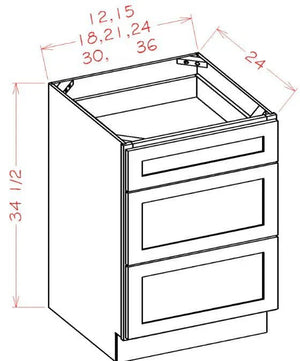 Shaker Black RTA 18" Drawer Base Cabinet
