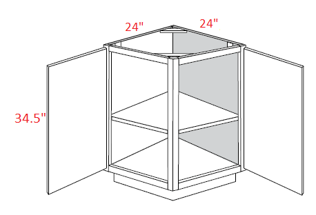 Shaker Gray RTA 24" Angle Base Cabinet