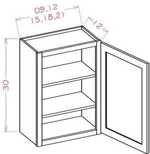 Shaker Gray RTA 21x30 Wall Cabinet