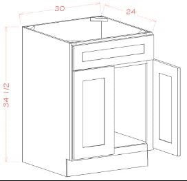 Shaker Black RTA 30" Sink Base Cabinet