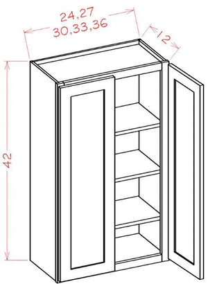 Shaker Natural Oak RTA 27x42 Wall Cabinet