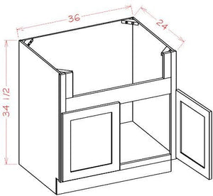 Shaker White RTA 36" Farm House Sink Base Cabinet