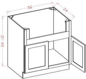 Shaker Black RTA 36" Farm House Sink Base Cabinet
