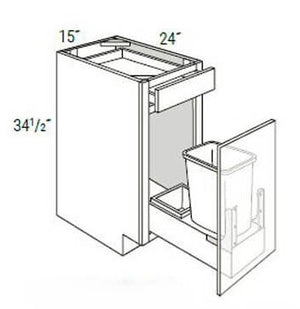 Shaker White RTA 15" Trash Can Base Cabinet