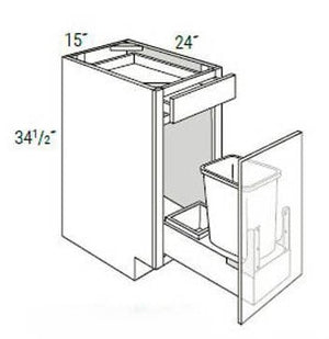 Shaker Black RTA 15" Trash Can Base Cabinet