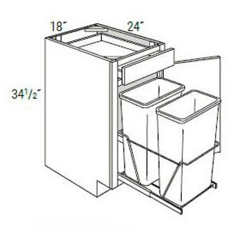 Shaker Gray RTA 18" Trash Can Base Cabinet