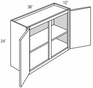 Shaker Gray 36" Wide 24" High 12" Deep Bridge  / Over Fridge Wall Cabinet