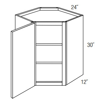 Shaker Gray RTA 24x30 Wall Diagonal Corner Cabinet