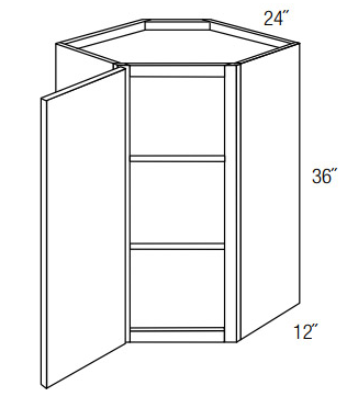 Shaker Gray RTA 24x36 Wall Diagonal Corner Cabinet