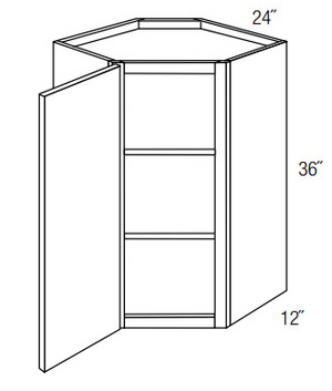 Shaker Gray RTA 24x36 Wall Diagonal Corner Cabinet